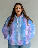 Women's Plus Fashion Daily Colorful Gradient Tie Dye Print Long Sleeve Hoodie